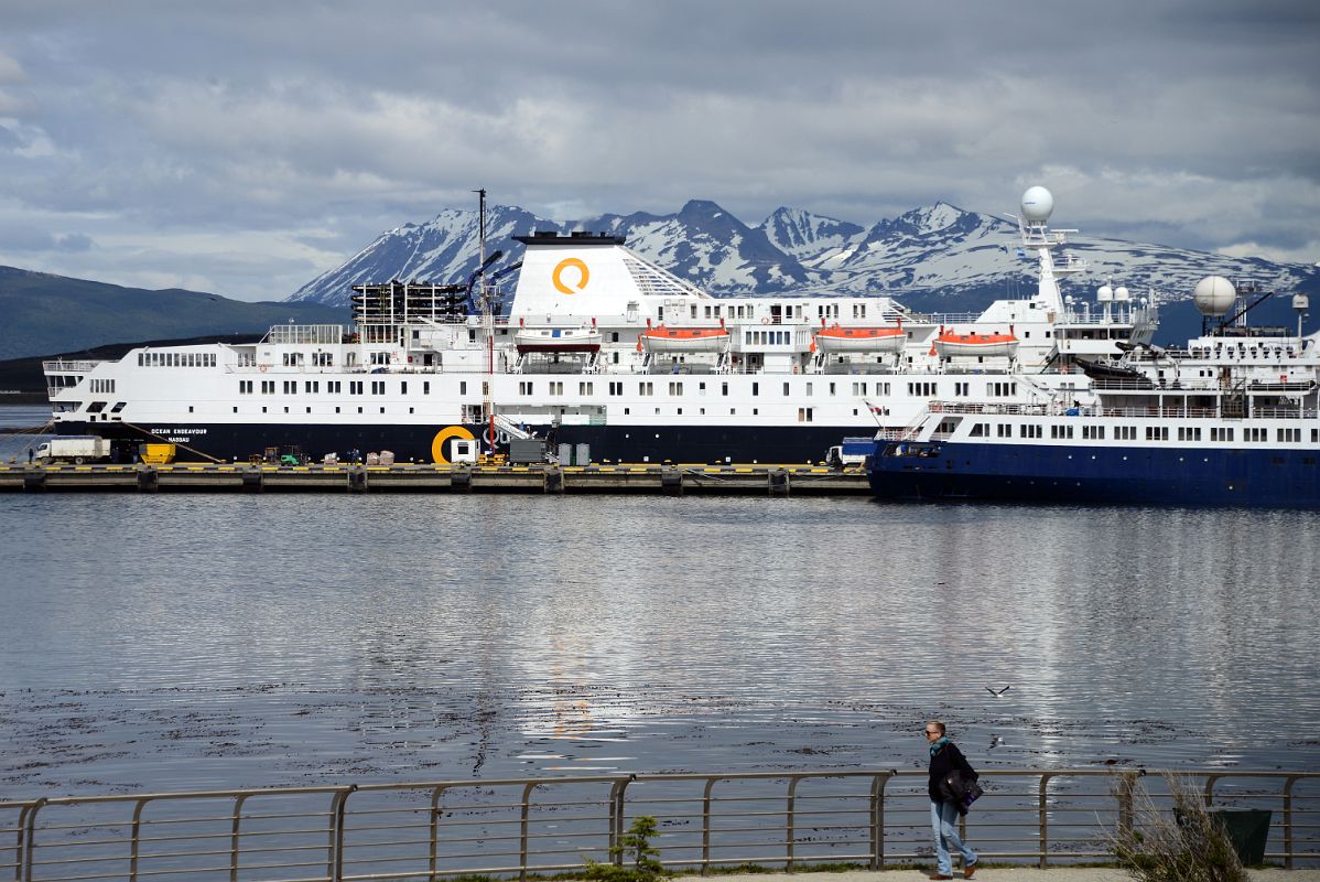 00A Quark Expeditions Ocean Endeavour Cruise Ship Docked At The Pier At Ushuaia Downtown